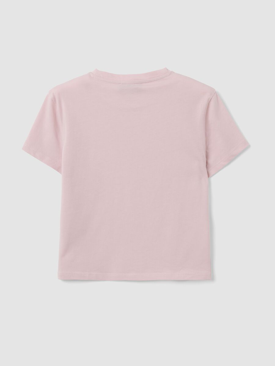 T-shirt crop rosa in puro cotone con stampa grafica regular fit_1