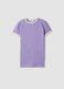 Purple fitted stretch cotton T-shirt with contrast trims_4