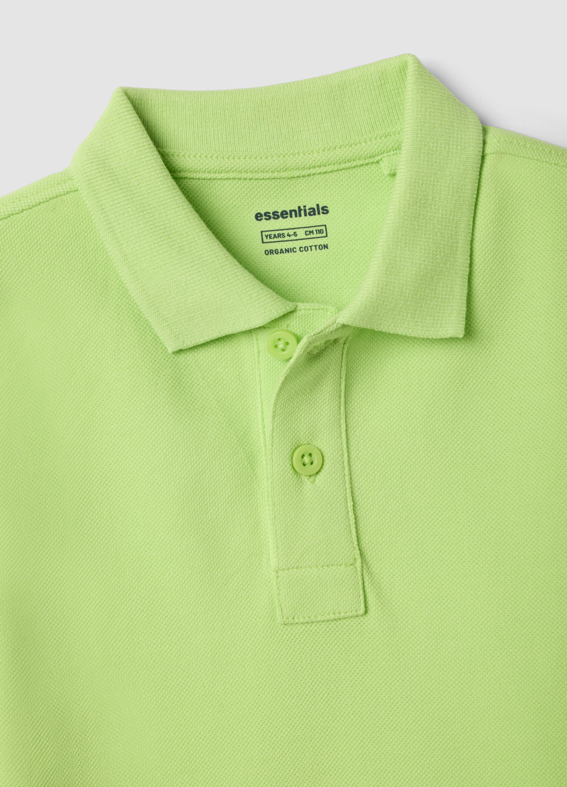 Kids&rsquo; green short-sleeve polo in pure organic cotton