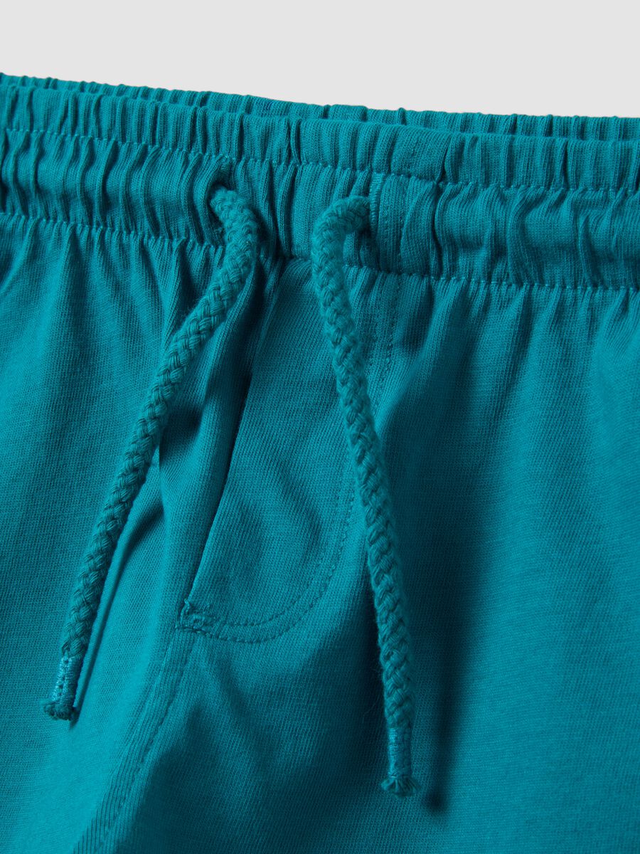 Blue pure organic cotton shorts with elasticated waistband for baby boy, regular fit_2