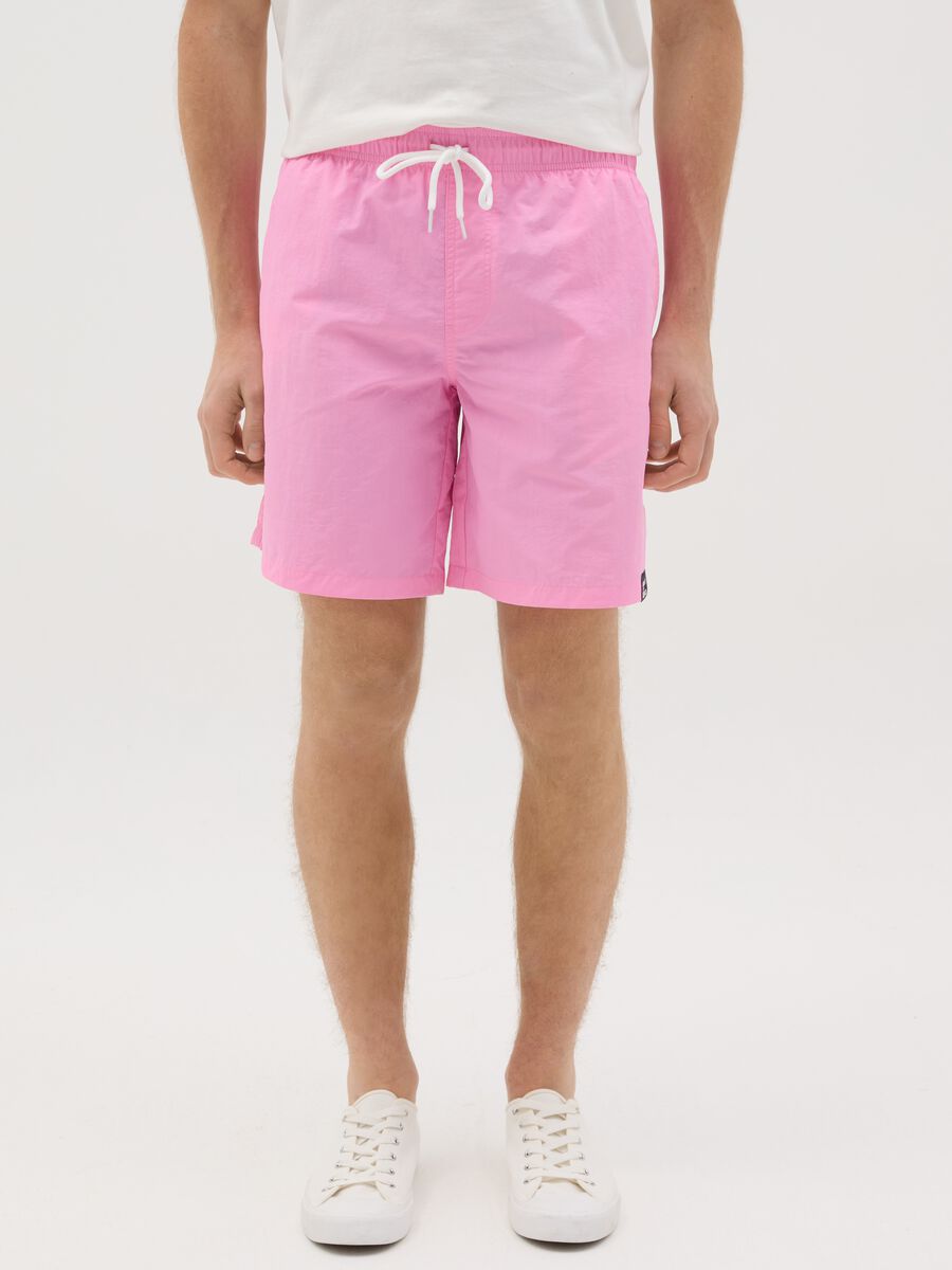 Boxer da uomo rosa regular fit con elastico in vita e coulisse_1