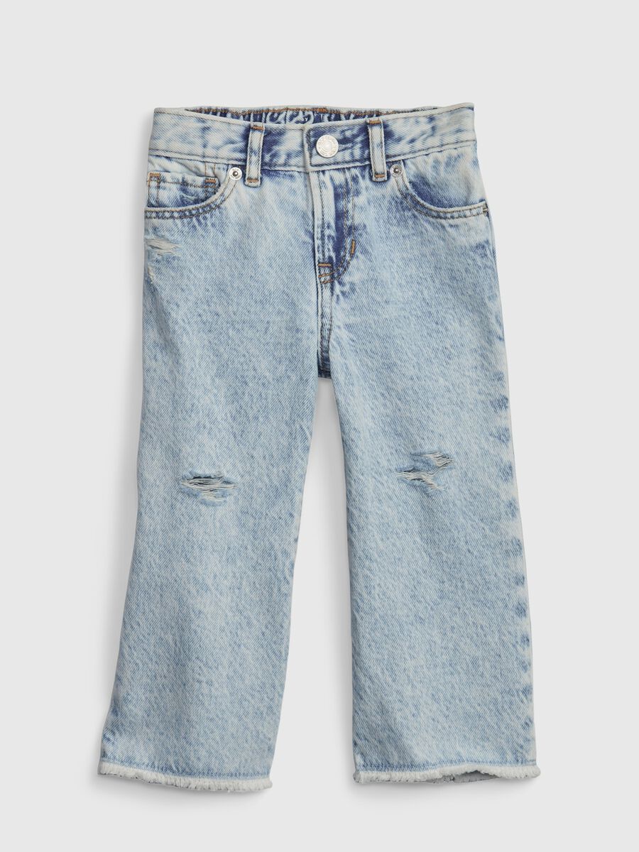 Jeans wide leg con trattamento acid wash_0