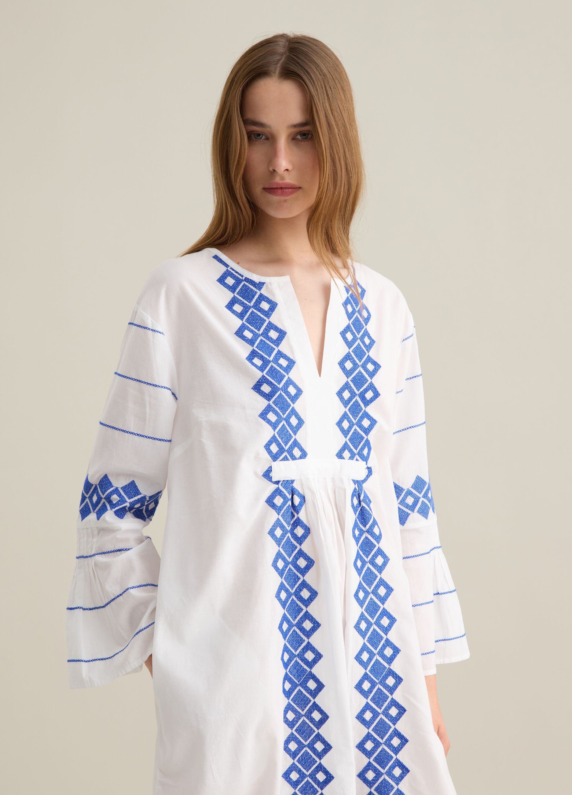 Women's dress in pure cotton multicolor regular fit