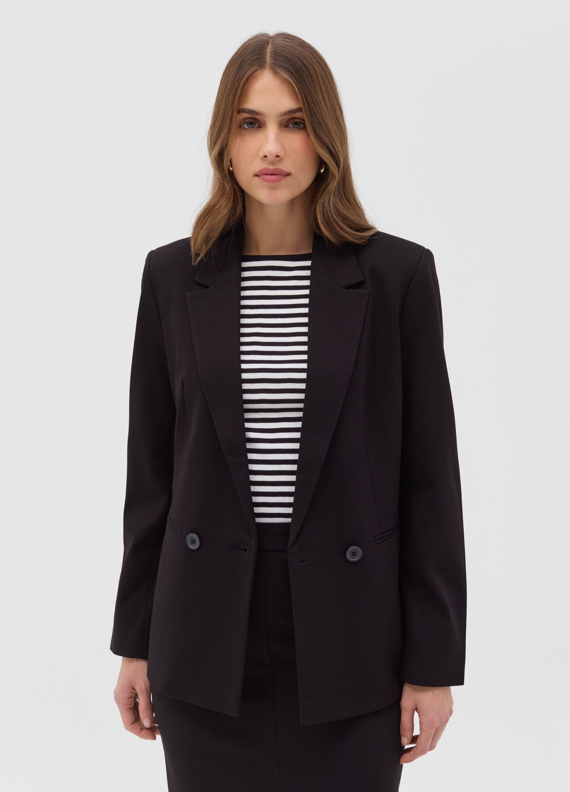 Double-breasted stretch blazer