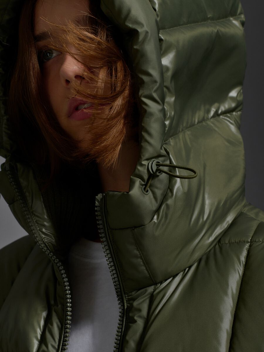 Piumino The Iconic Puffer verde con cappuccio_0