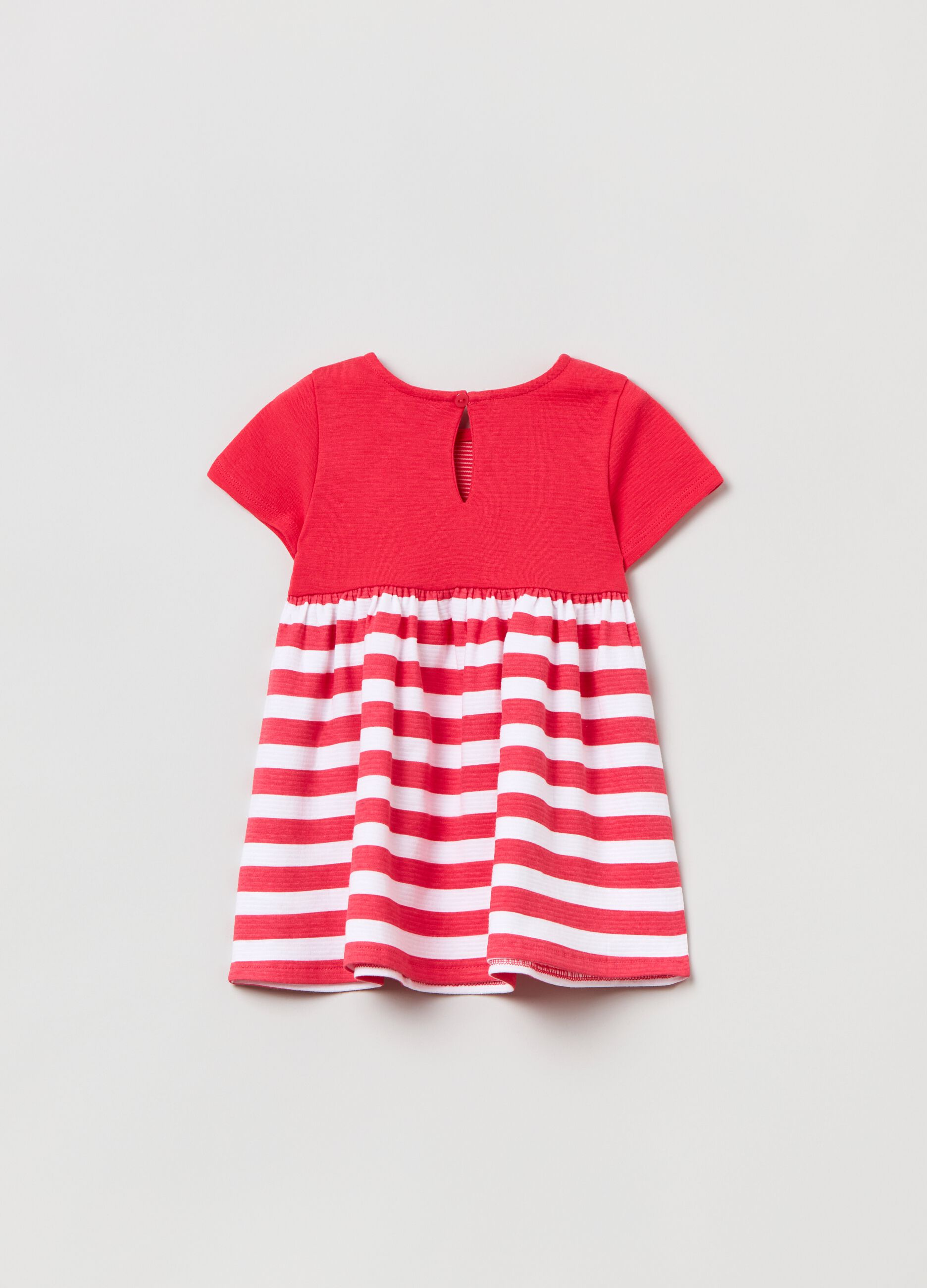 Dress with striped print and round neck