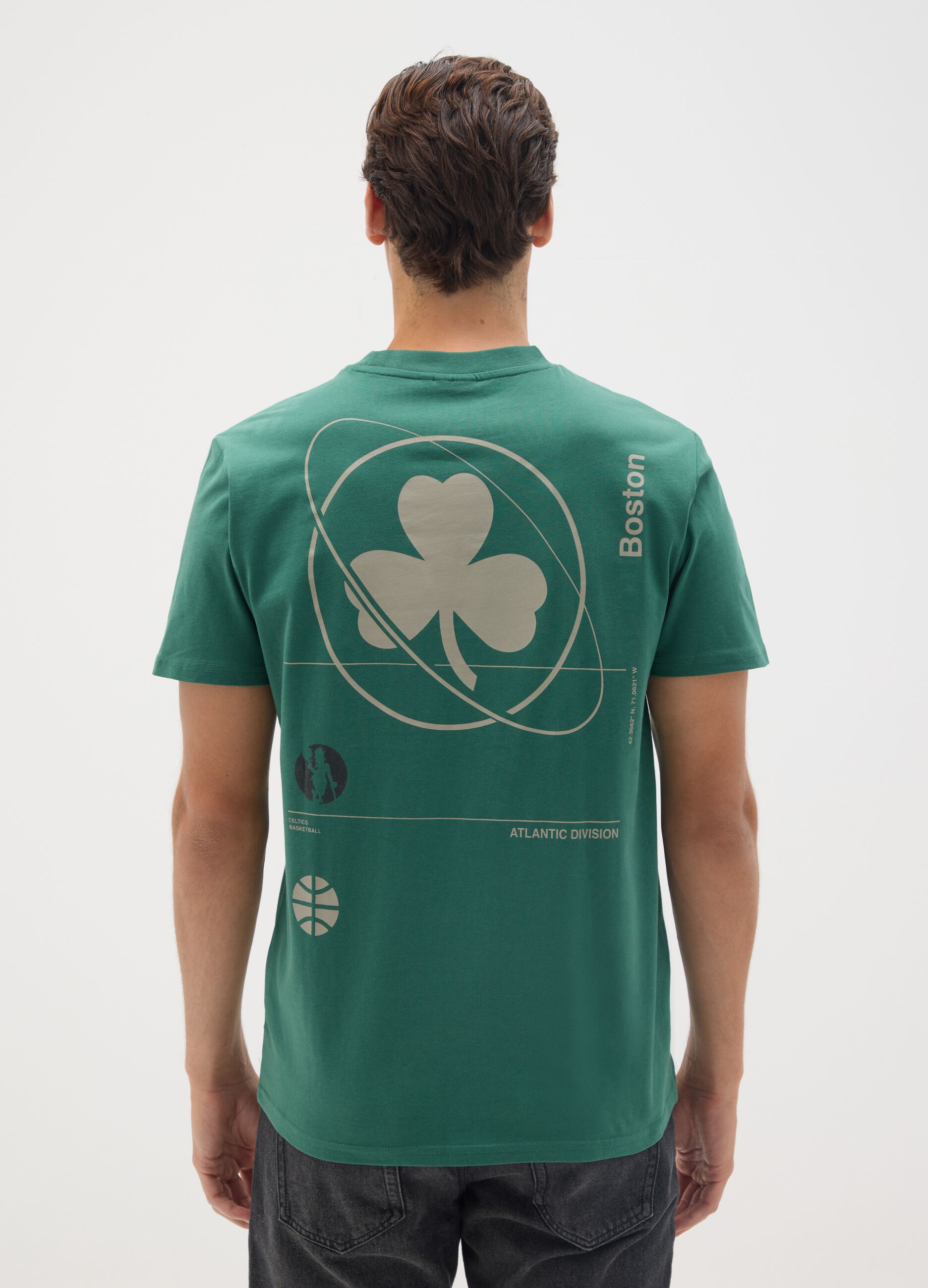 T-shirt in puro cotone verde con stampa Boston Celtics