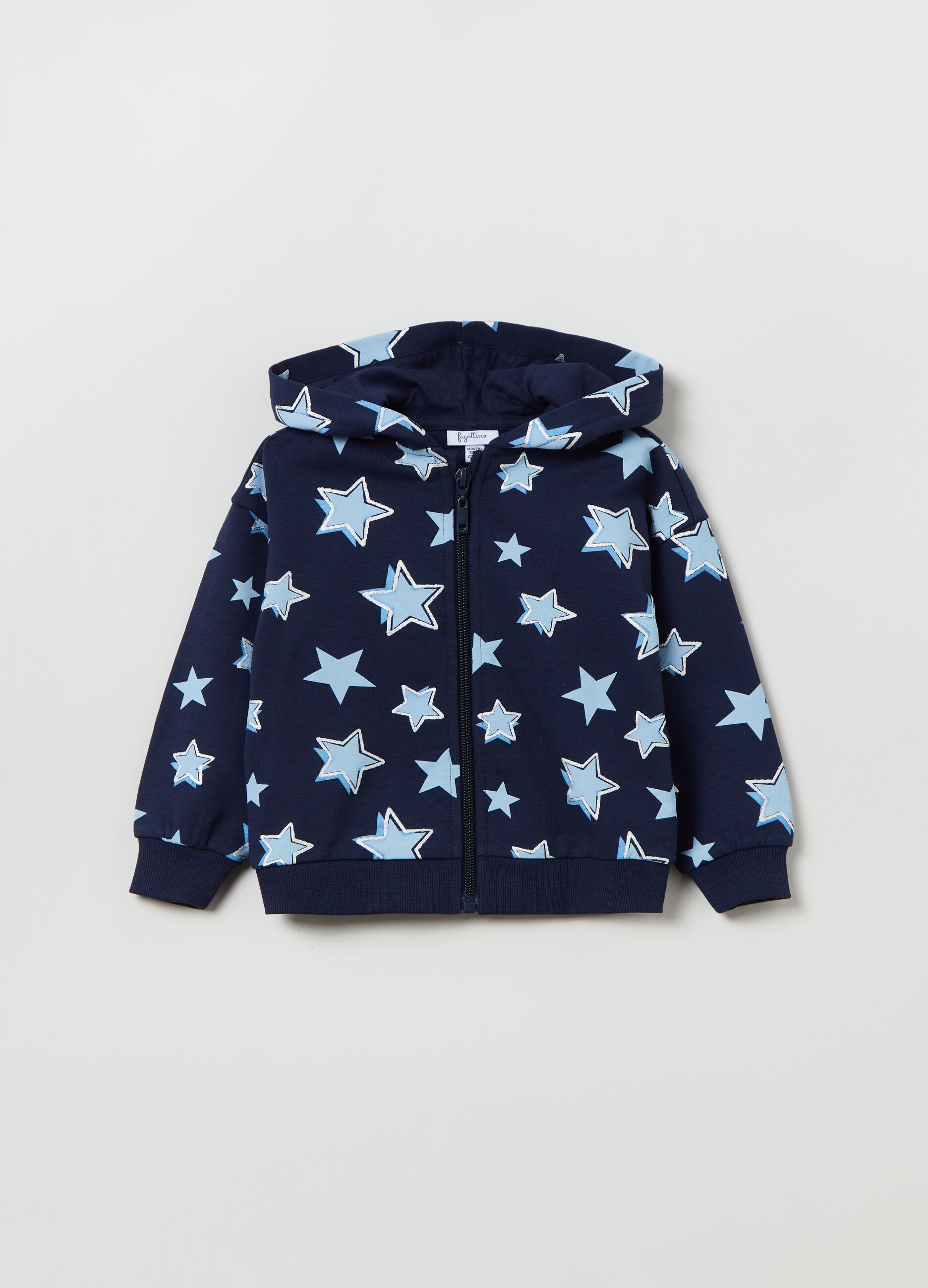 Full-zip con cappuccio e stampa glitterata_0