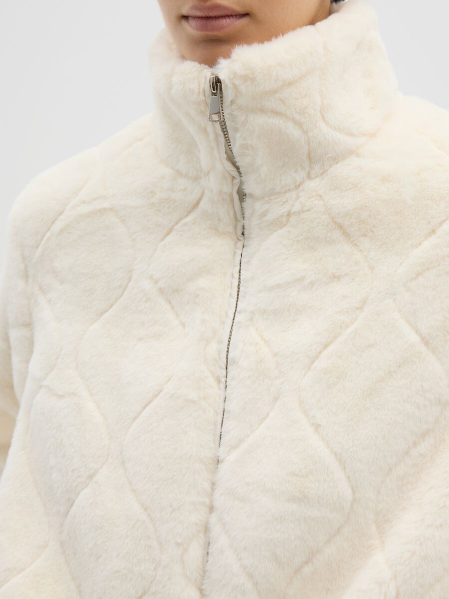 White regular fit jacket with zip_3