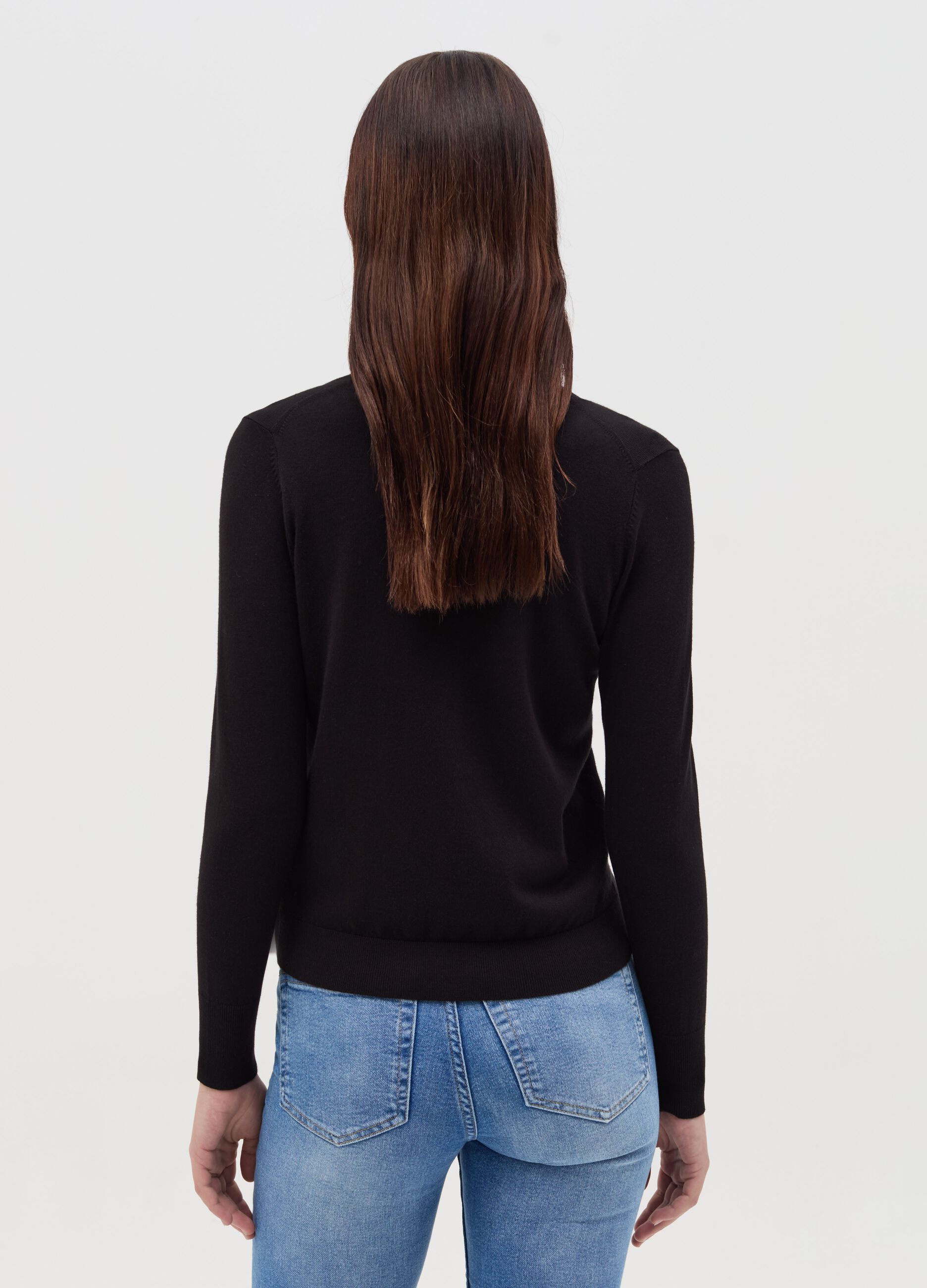 Cardigan with round neckline