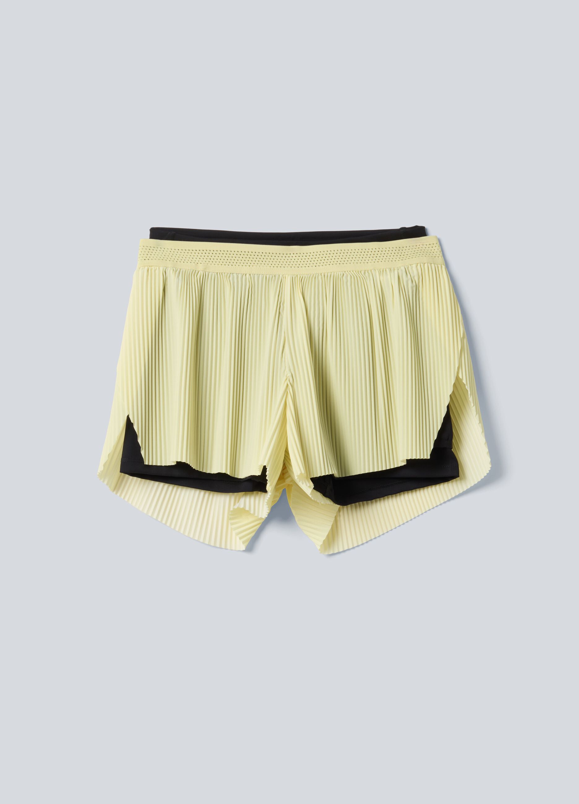 Shorts plissettati sportivi gialli in tessuto elasticizzato rimovibili ALTAVIA COURT