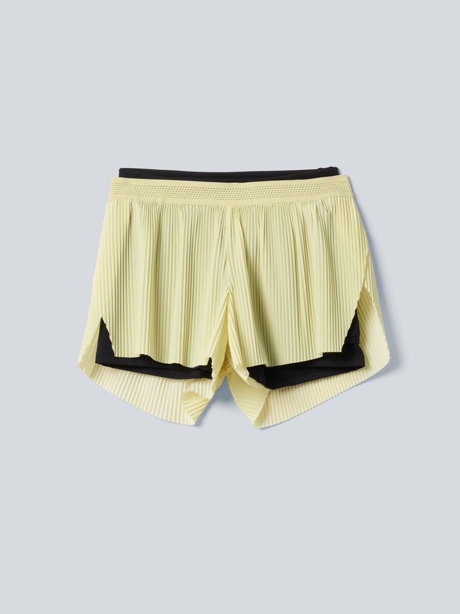 Shorts plissettati sportivi gialli in tessuto elasticizzato rimovibili ALTAVIA COURT_4
