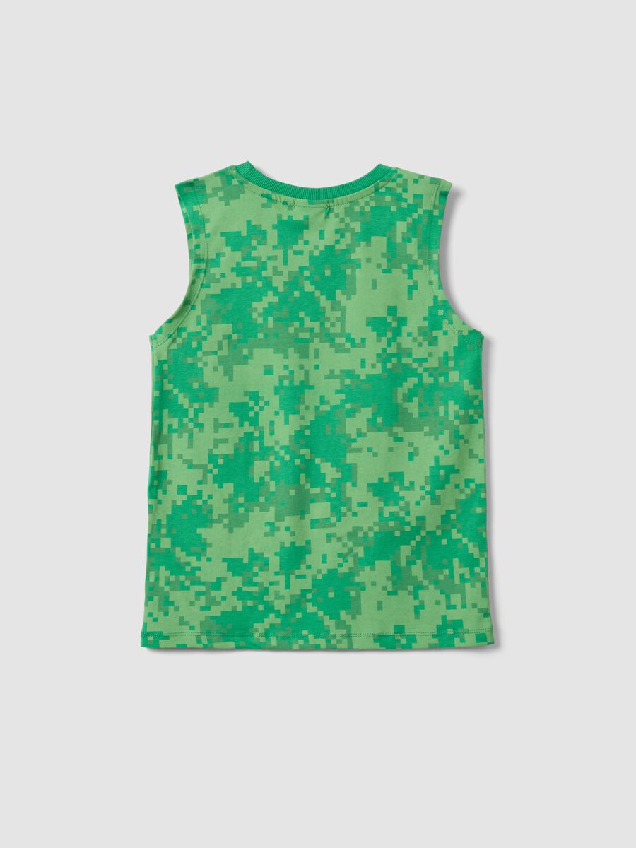 Canotta verde in puro cotone da bambino con stampe Minecraft_1