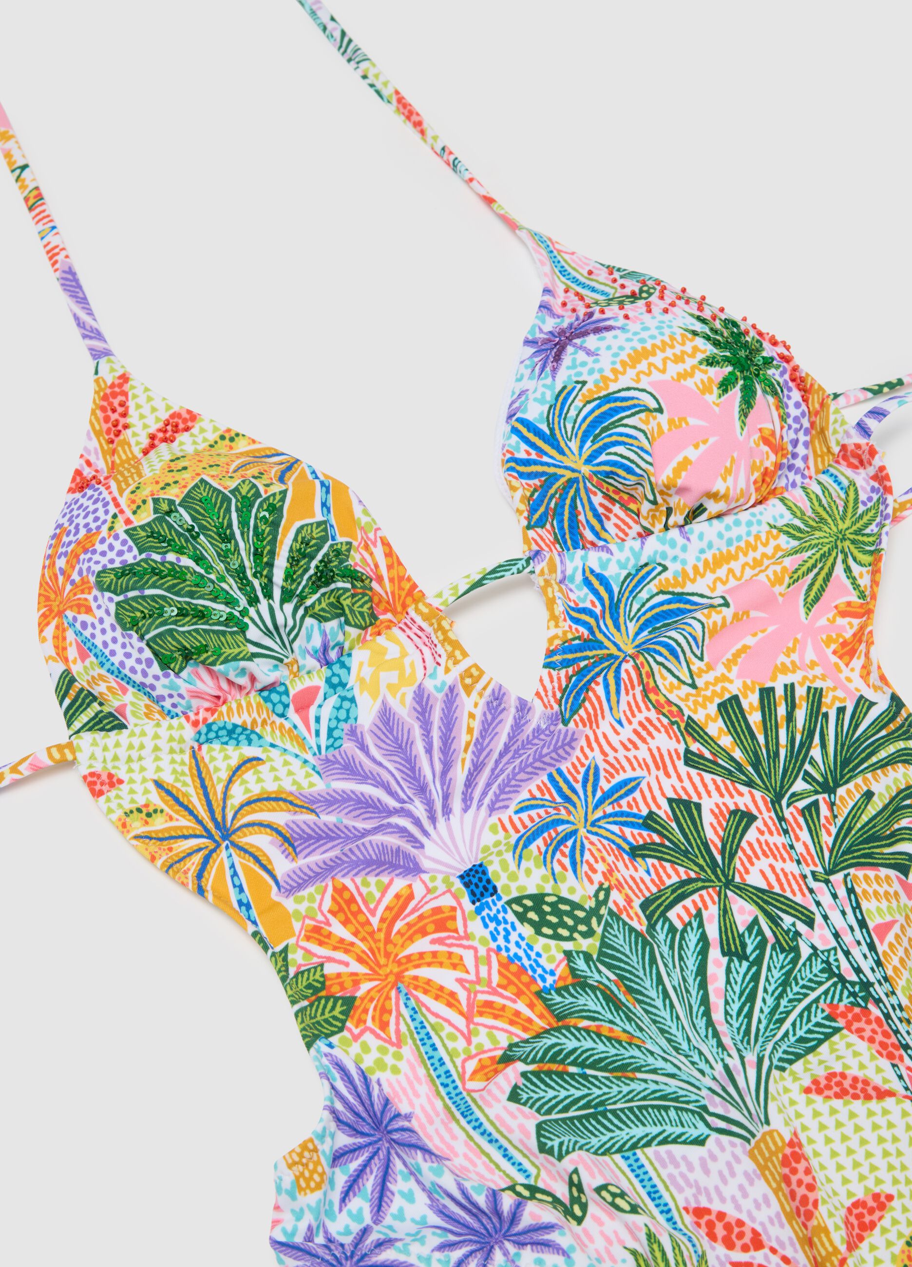 Costume intero da donna in misto elasticizzato multicolor