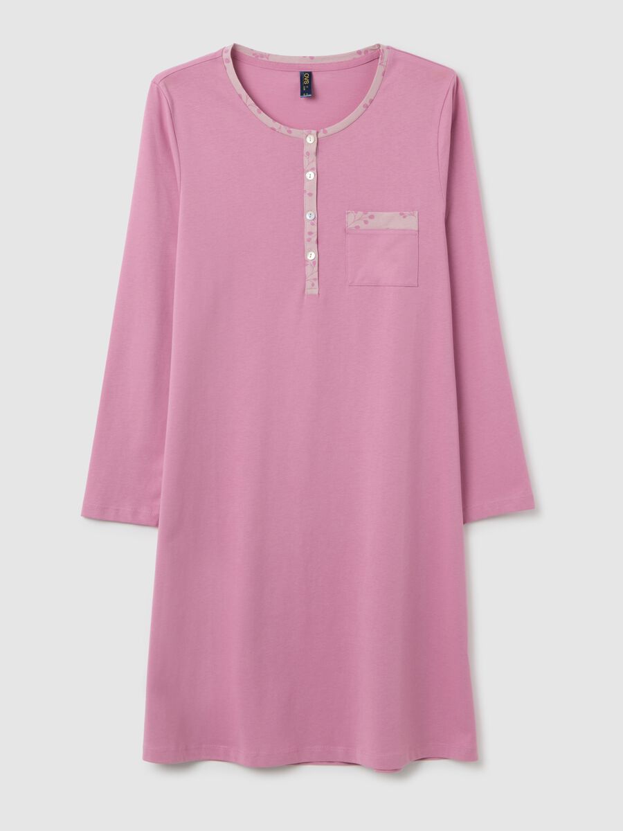 Camicia da notte rosa in cotone_0