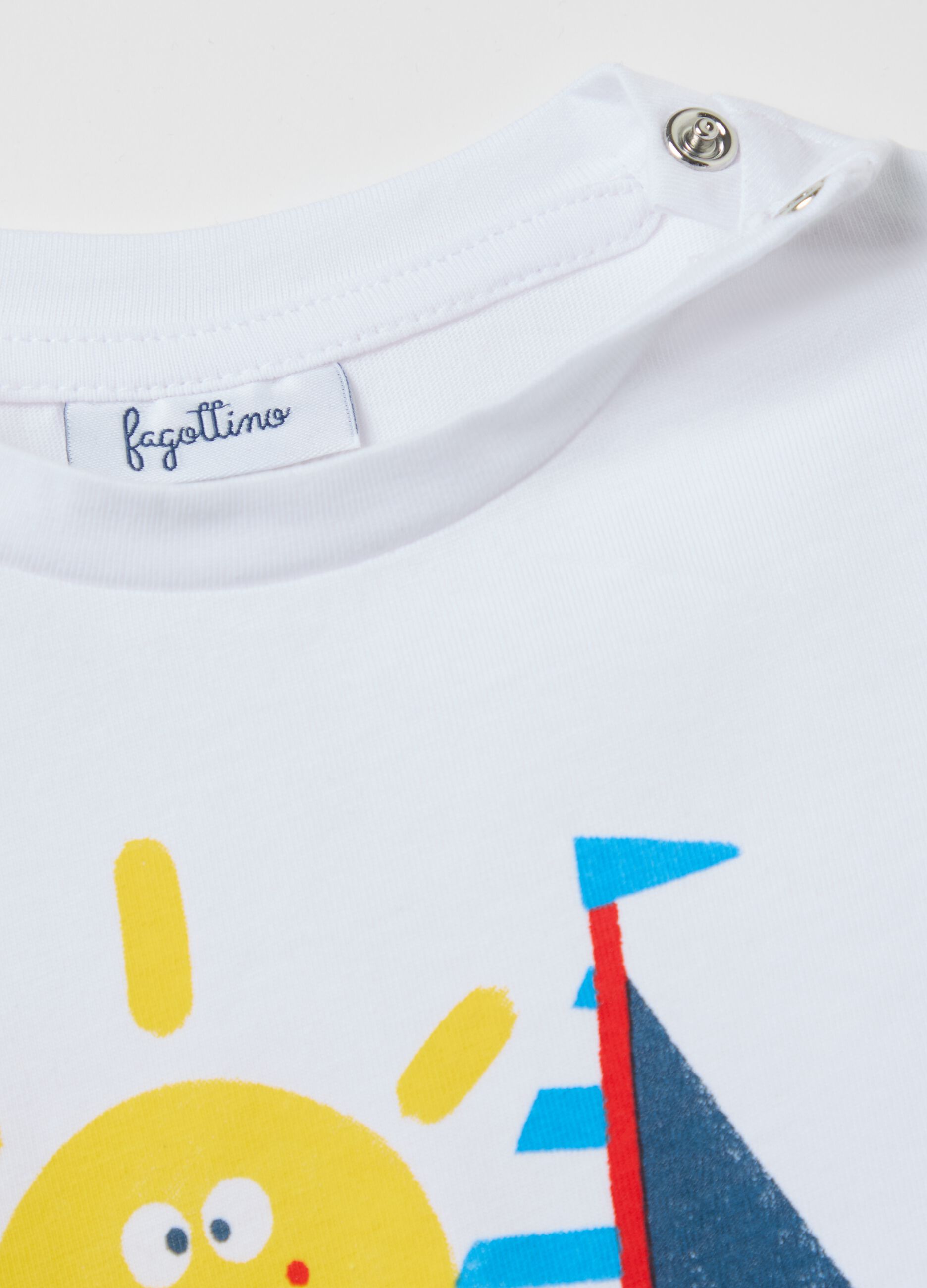 Cotton T-shirt with print and long sleeves