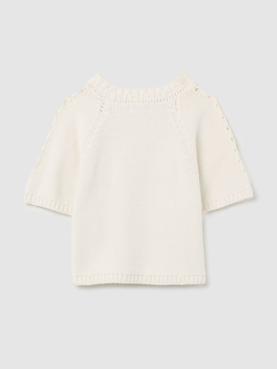 White openwork sweater in cotton_4