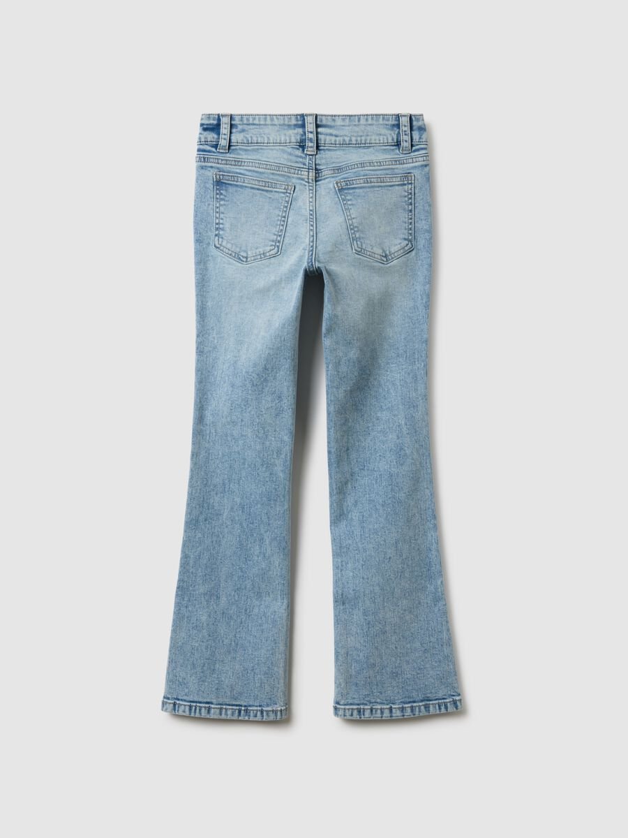 Girls' blue stretch cotton flare jeans_1