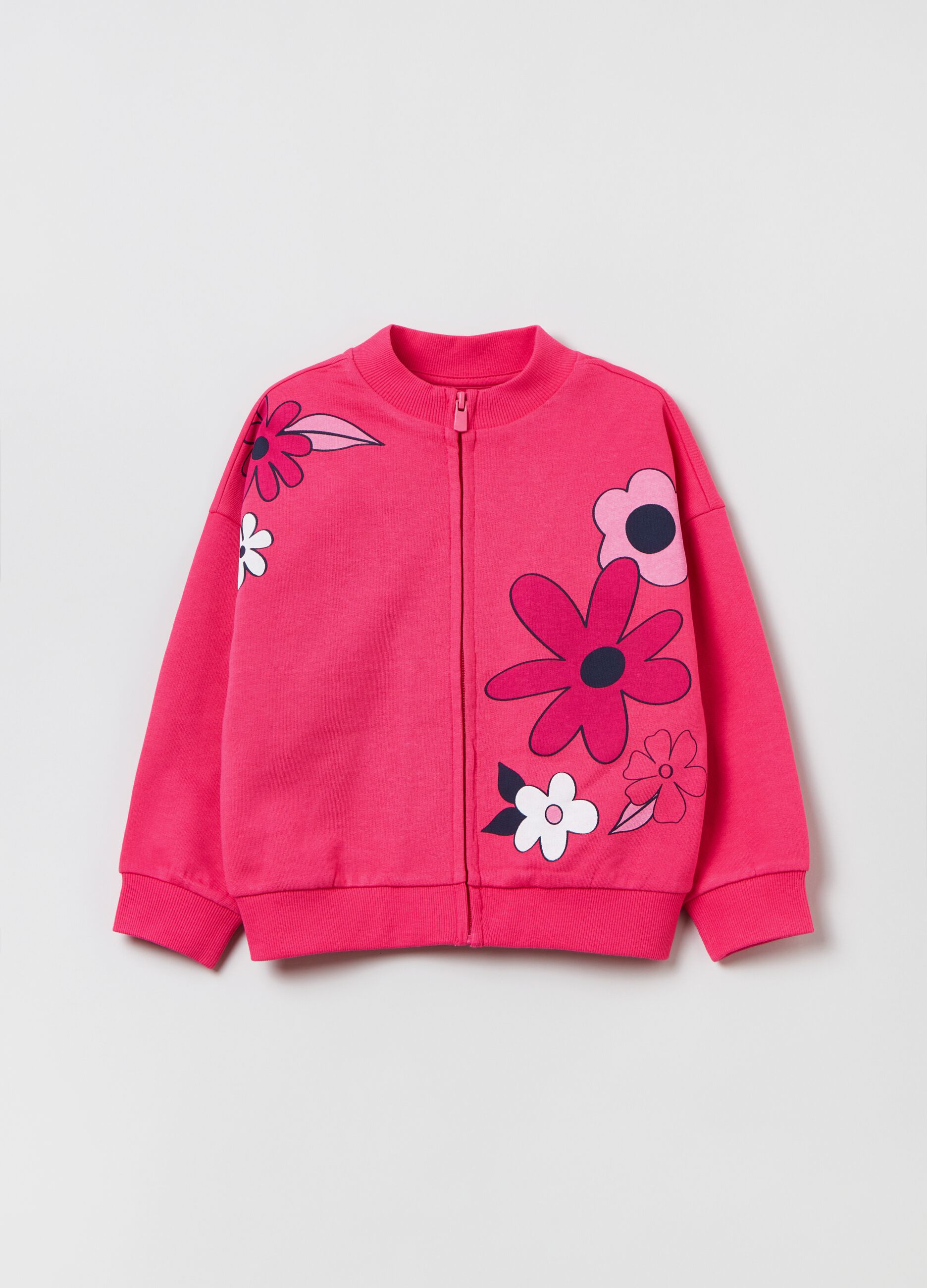 Full-zip in cotone con stampa fiori