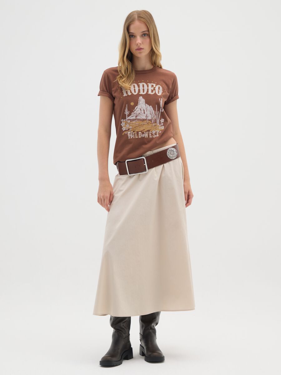 T-shirt in puro cotone marrone regular fit_1
