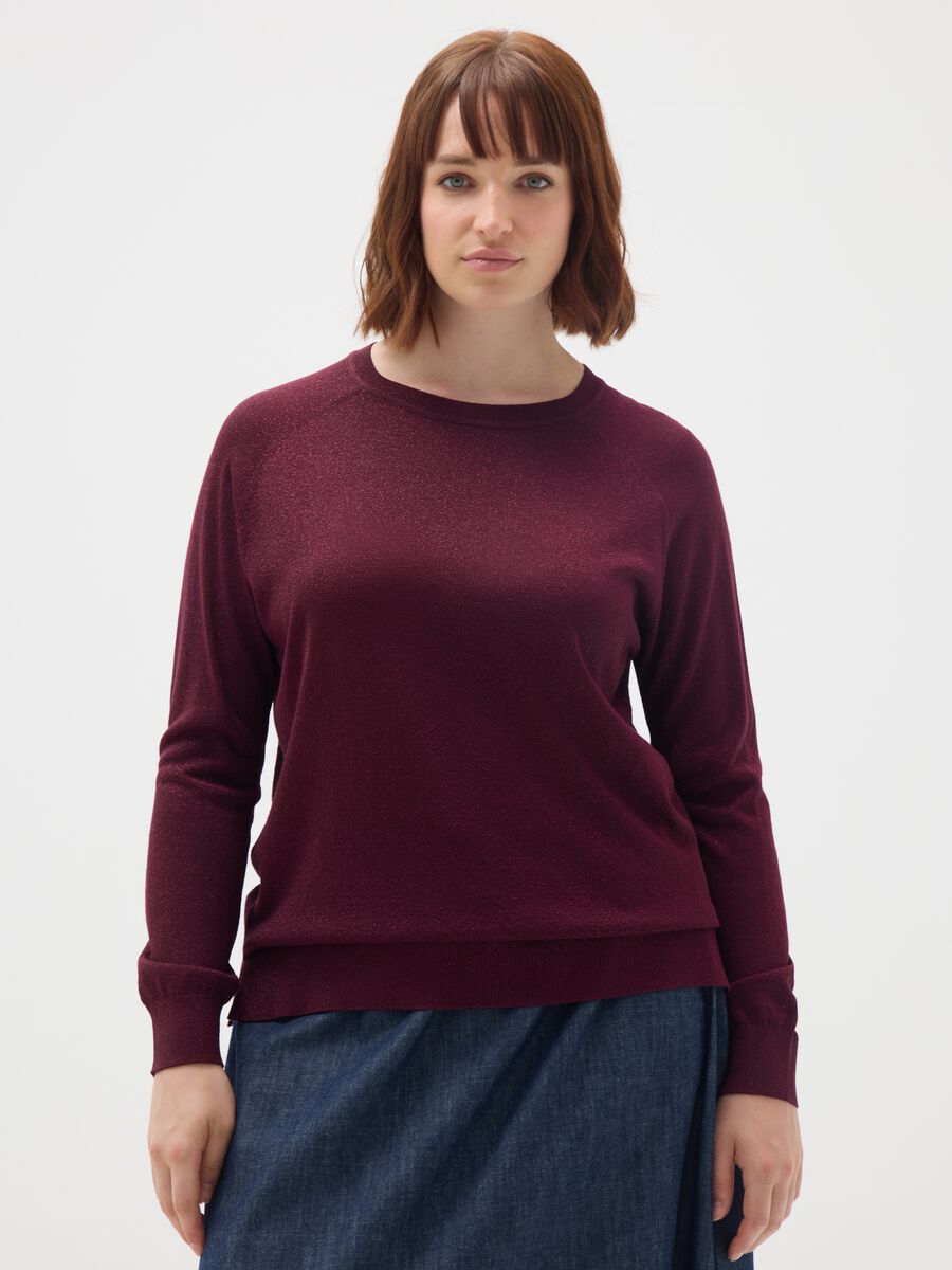 Red sweater with round neck and regular fit_0