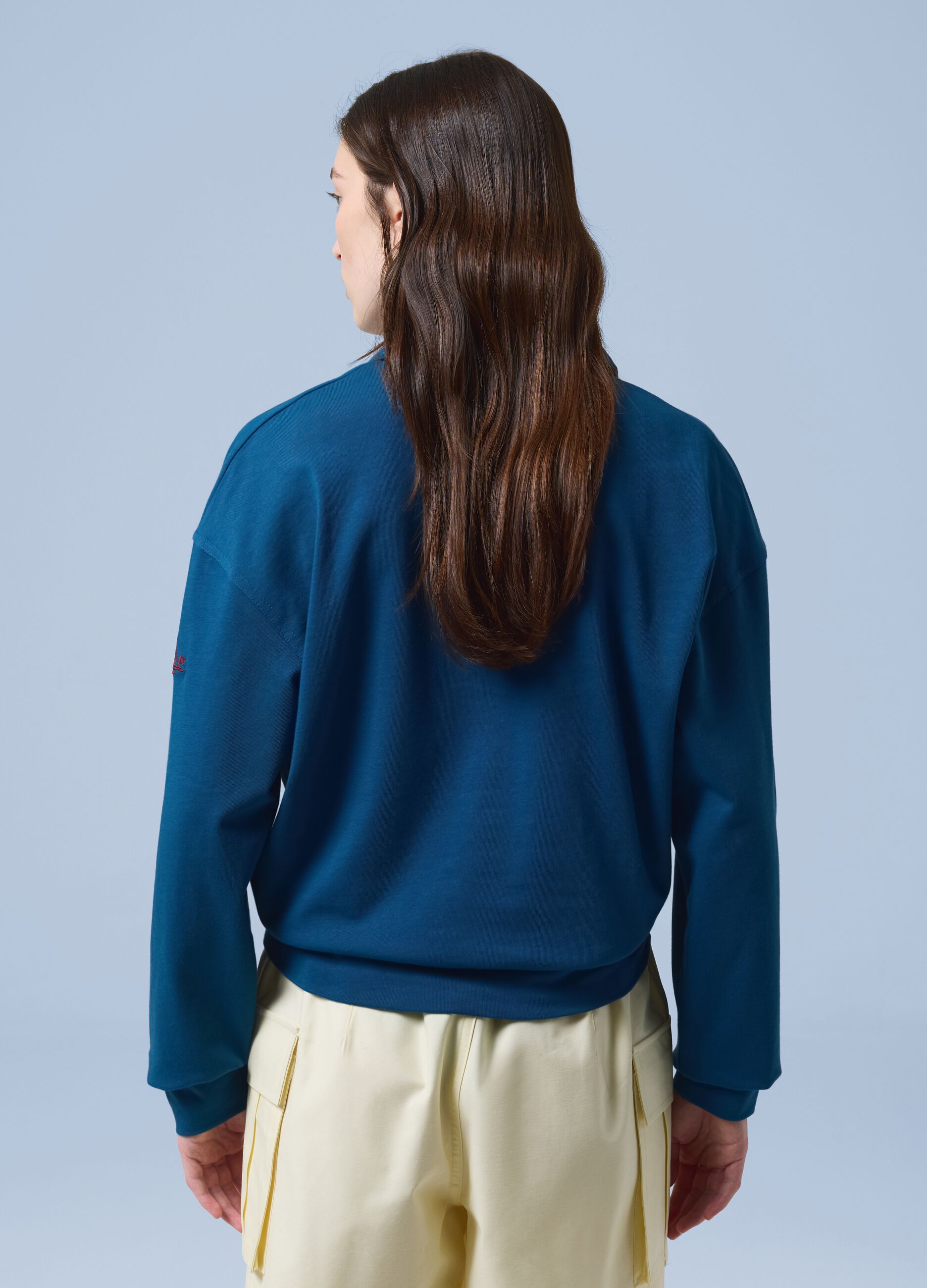 ALTAVIA SAILING blue long-sleeve polo shirt in pure cotton