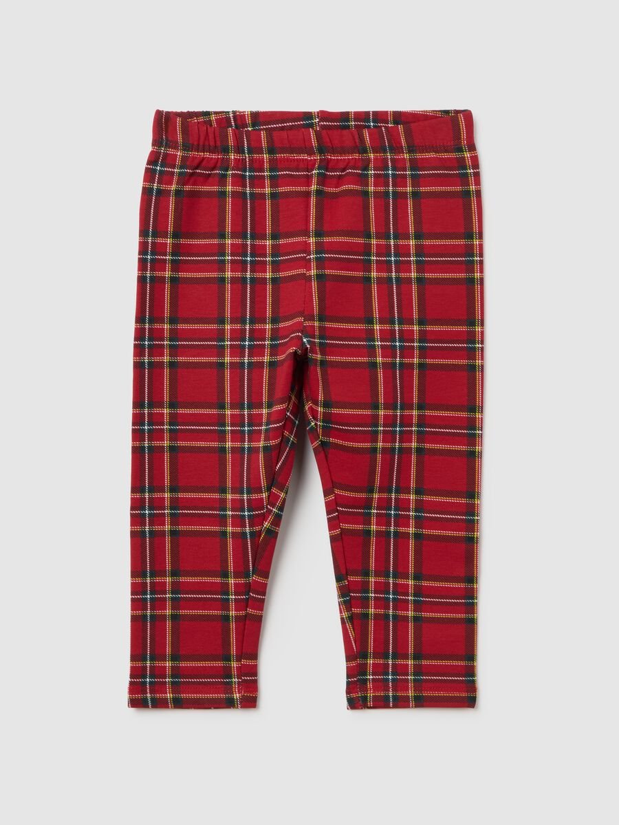 Girls' Multicolour Check Skinny Leggings in Stretch Cotton_0