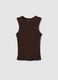 Tank top marrone in cotone elasticizzato a costine fitted_0