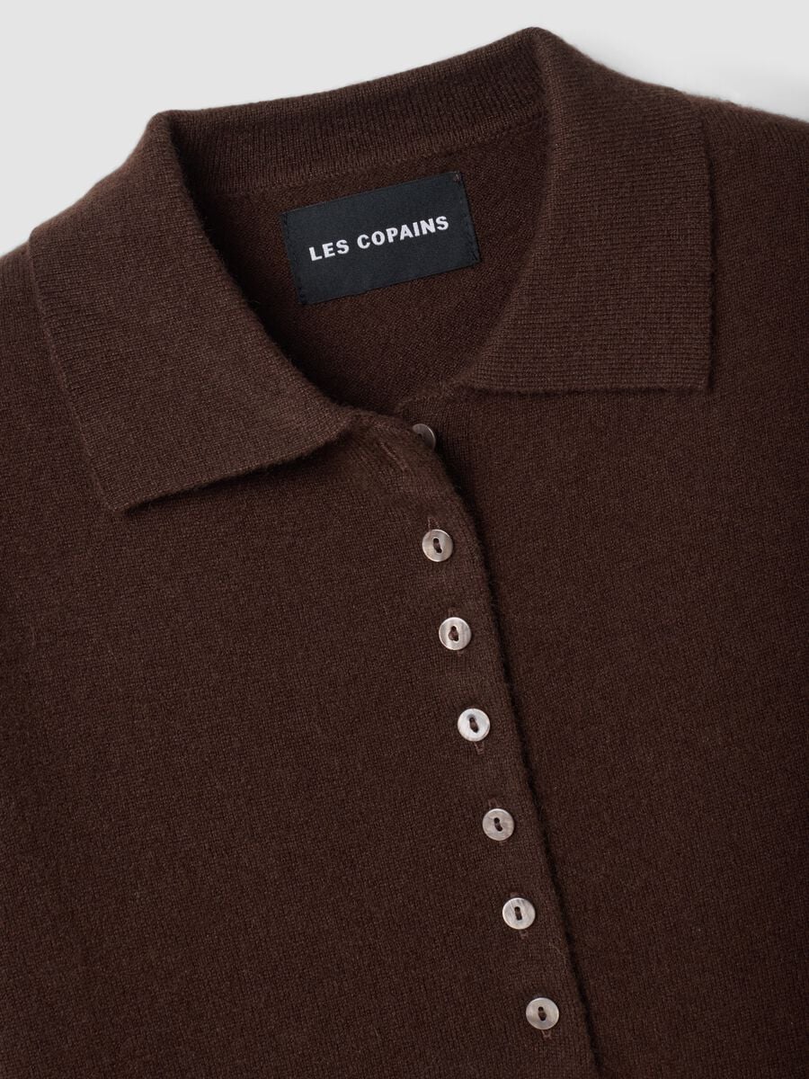Brown pure cashmere polo-collar jumper, regular fit_2