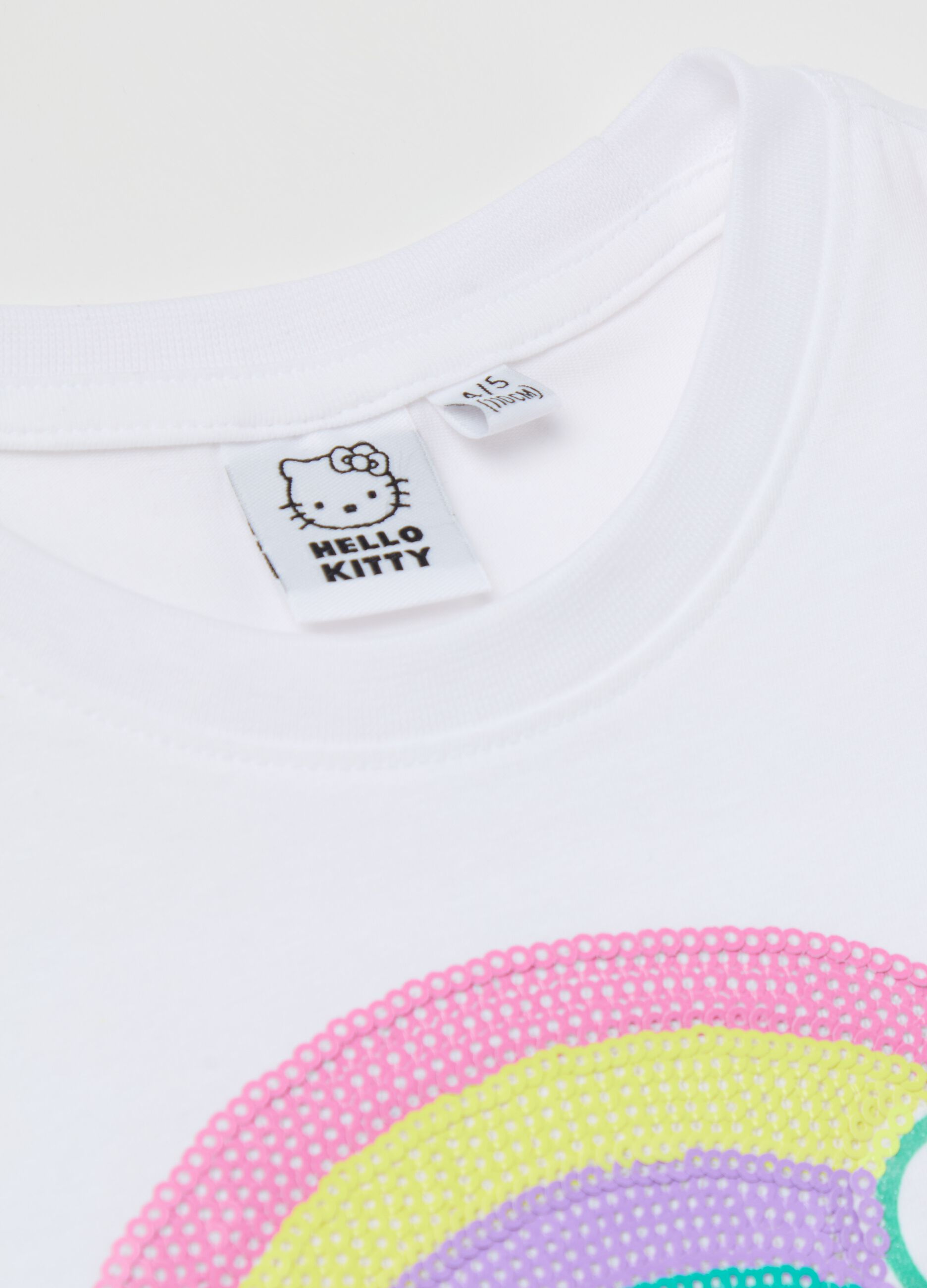 T-shirt con stampa Hello Kitty e paillettes 