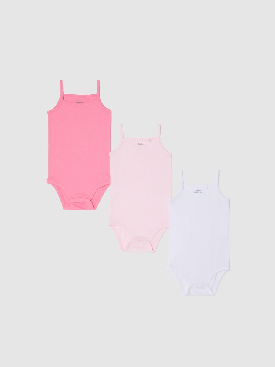Three-pack white and pink bodysuits in organic cotton_0