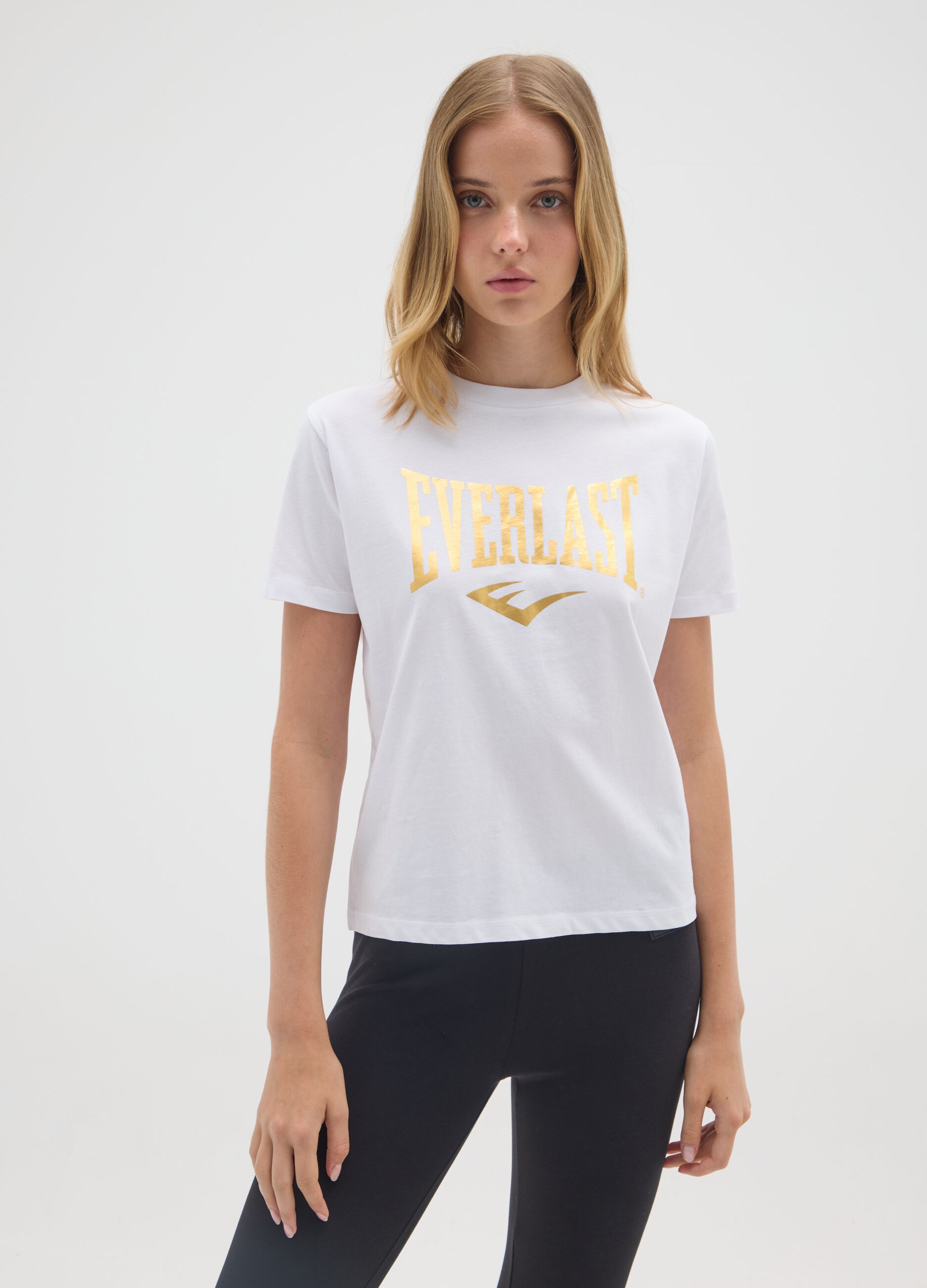 White pure cotton regular fit Everlast T-shirt