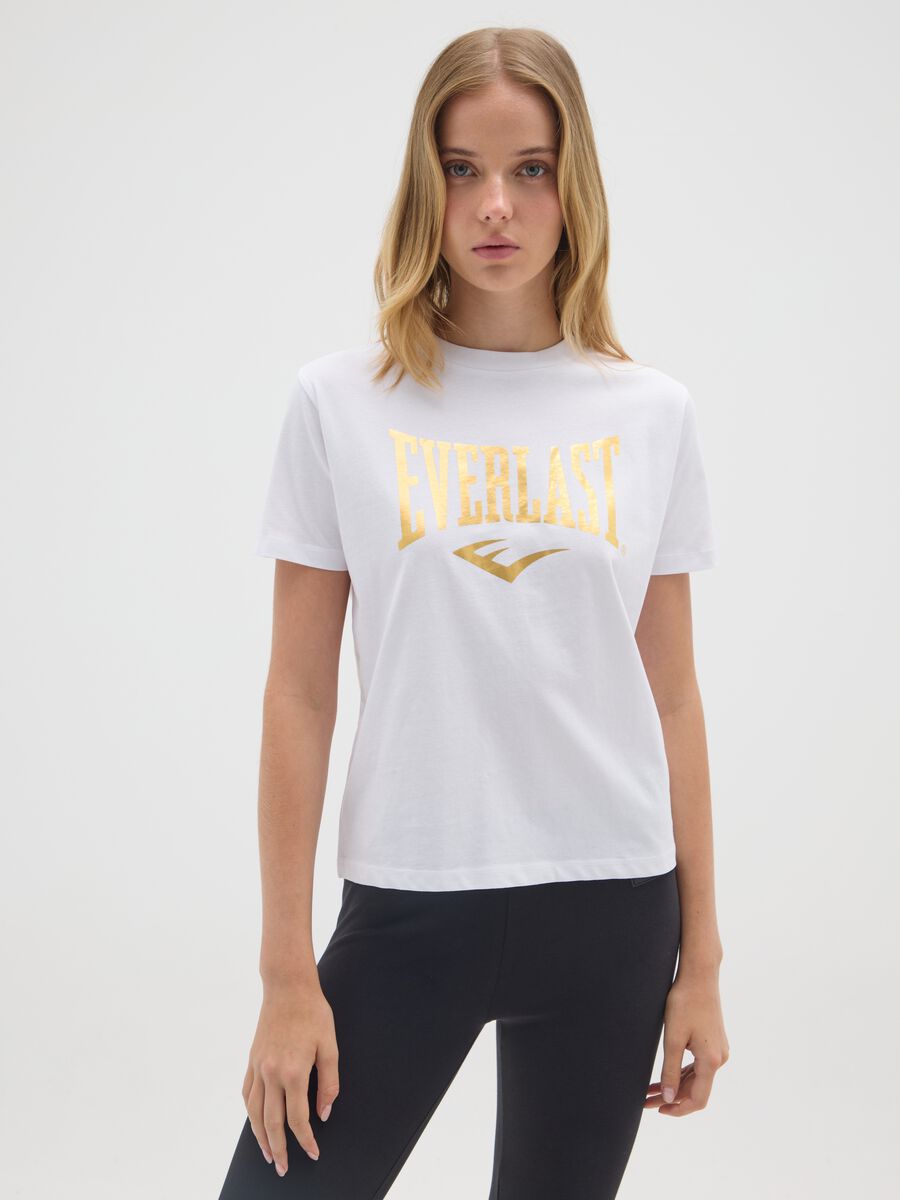 White pure cotton regular fit Everlast T-shirt_0