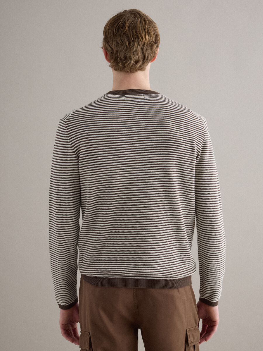 Multicoloured striped pure cotton sweater regular fit_3