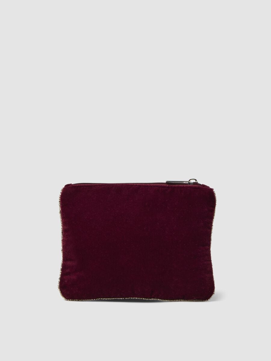 Red clutch with bead embroidery and zip fastening_1