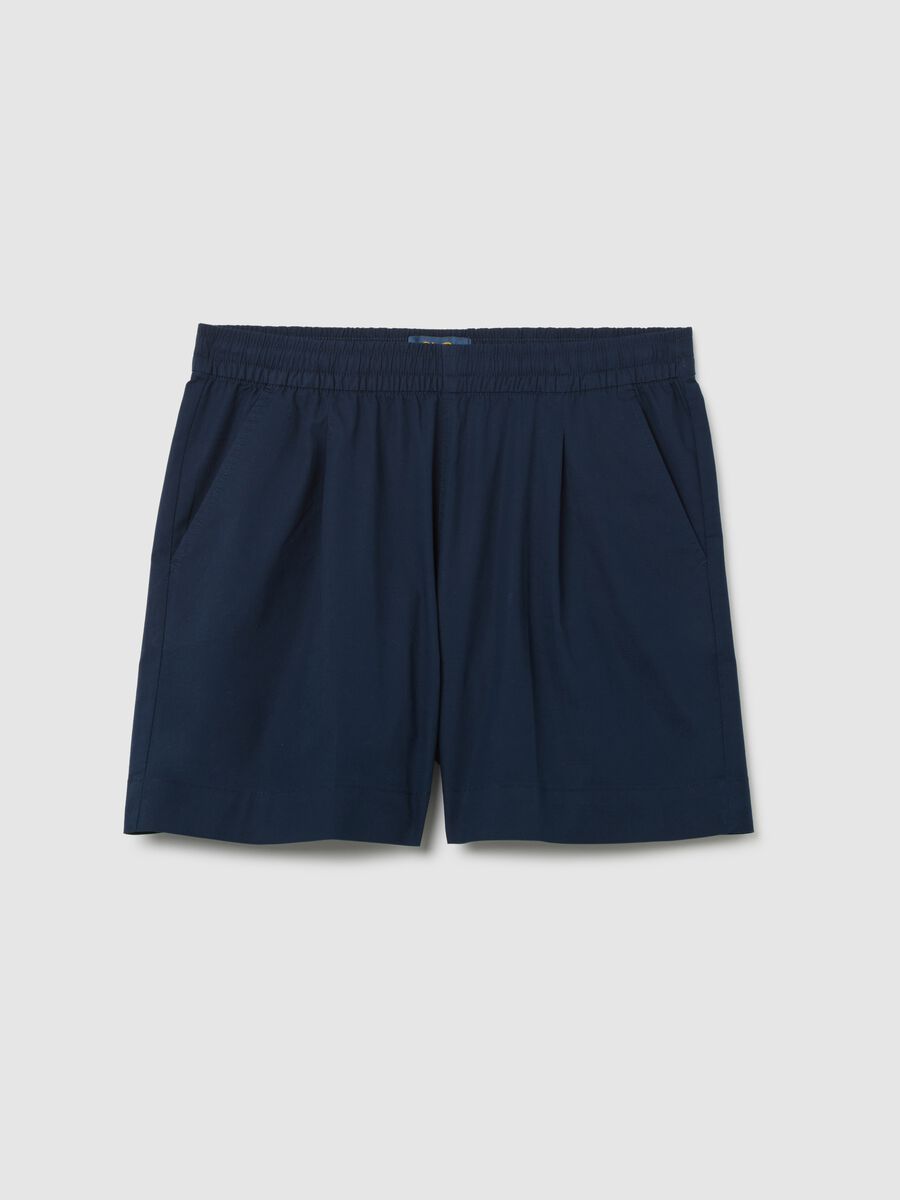 Women's Stretch Cotton Blue Regular Fit Shorts_0