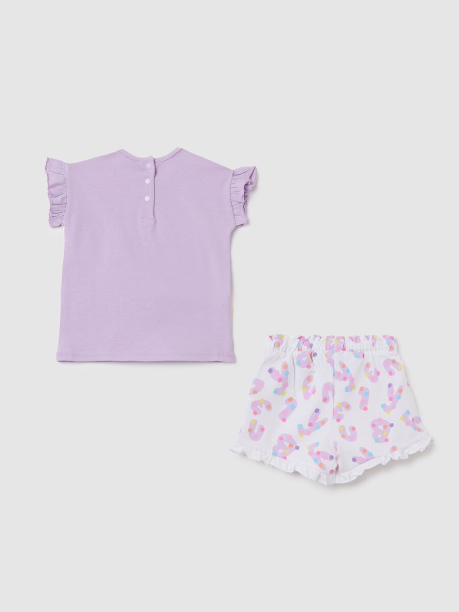 Purple cotton girls' t-shirt set with regular fit_1