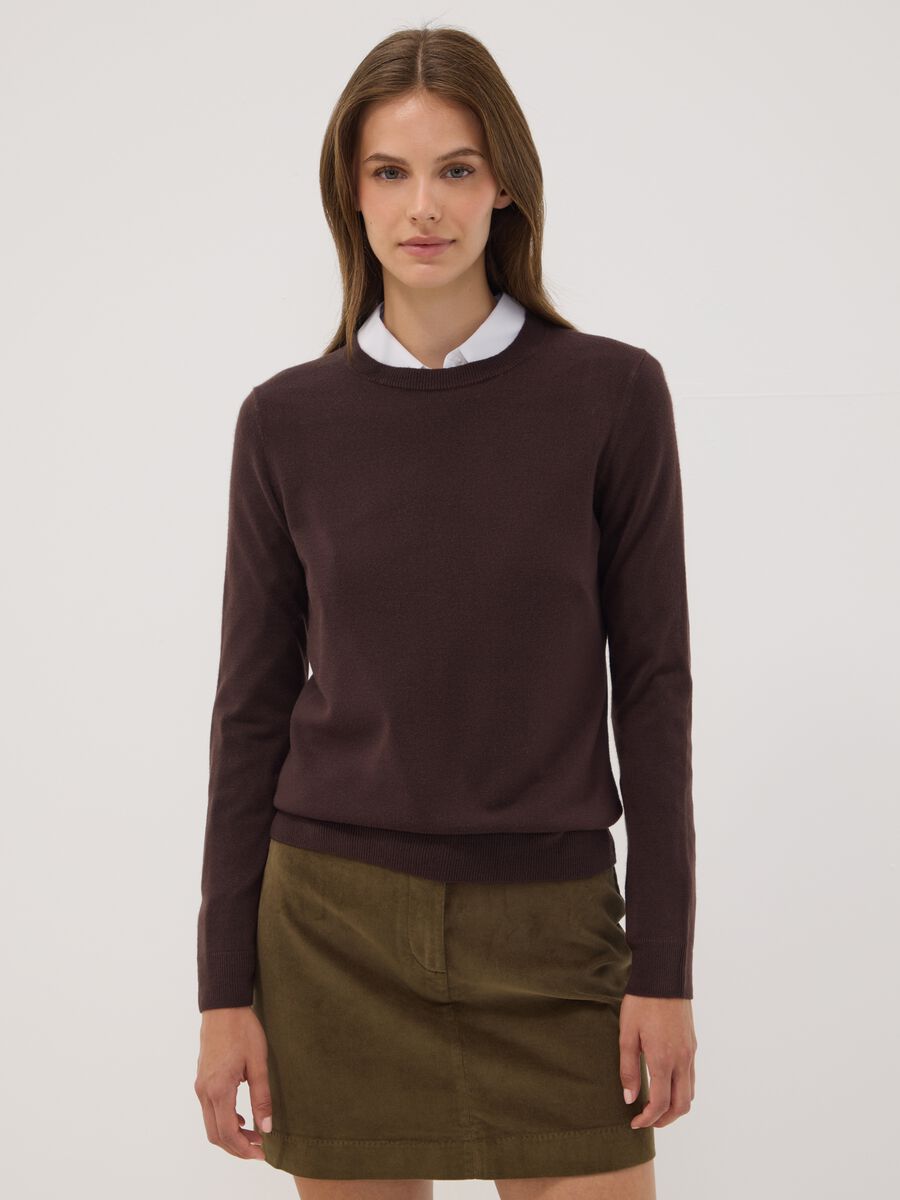 Brown crew-neck long-sleeve regular-fit top_2