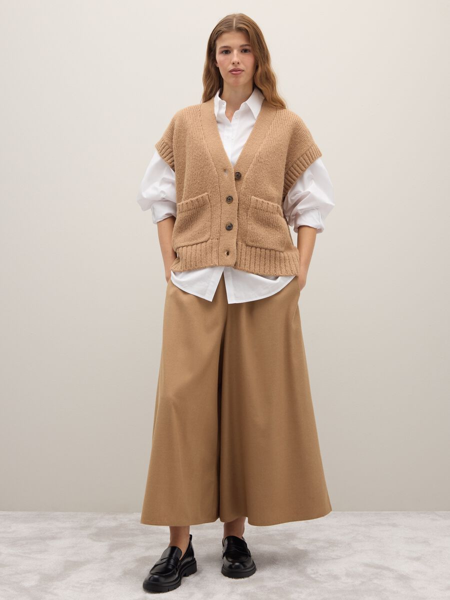 Beige wide-leg trousers relaxed fit_0