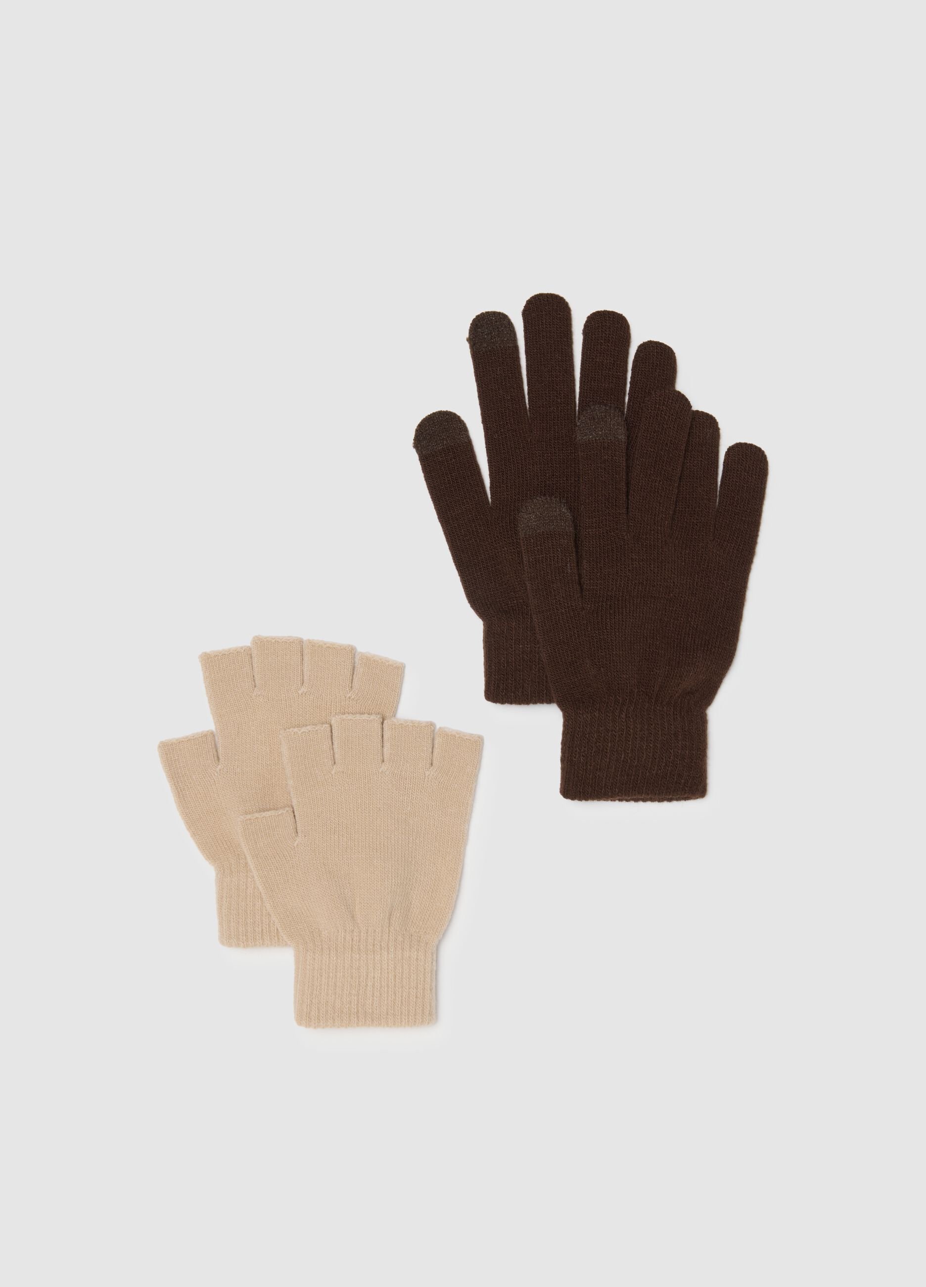 Two-pack multicolour full and half-finger gloves