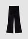 Black ribbed stretch cotton and modal flare trousers_2
