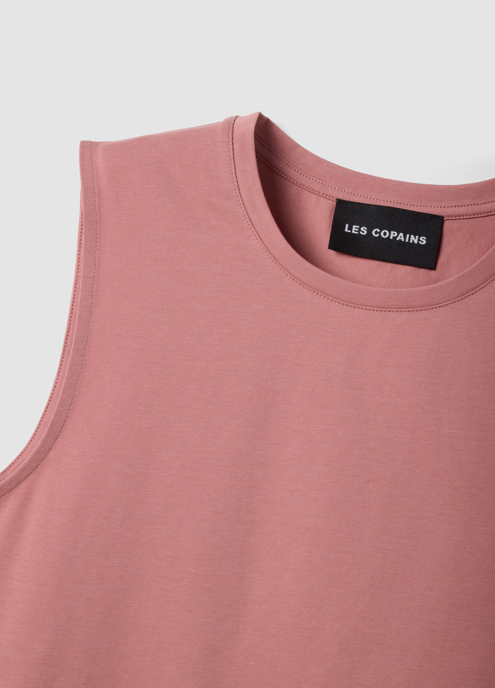 Pink cotton-blend tank top