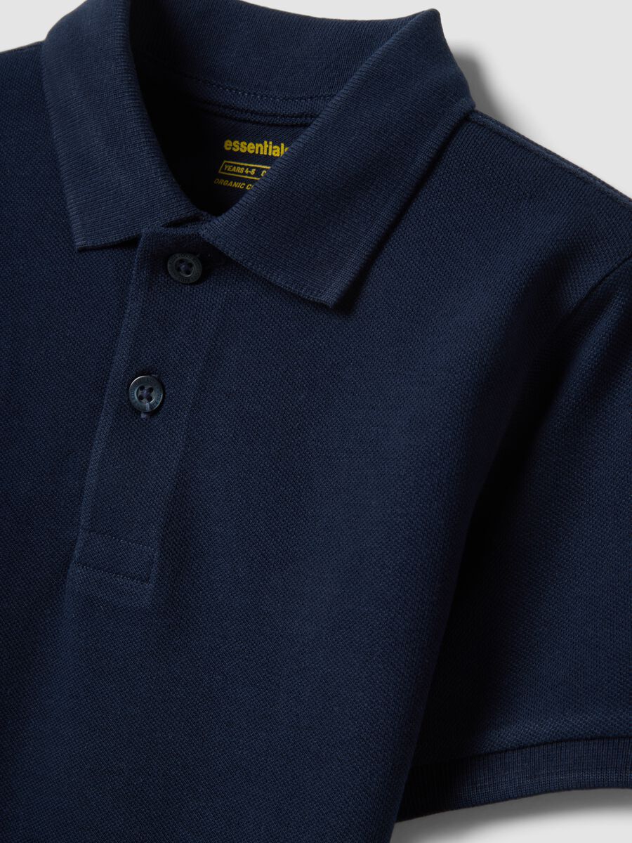 Polo in puro cotone biologico blu da bambino regular fit_2
