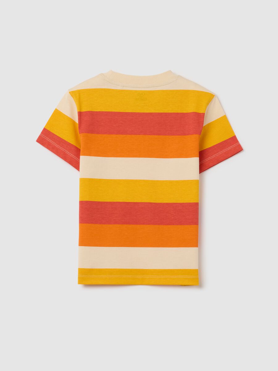 Multicoloured striped cotton T-shirt for children_1