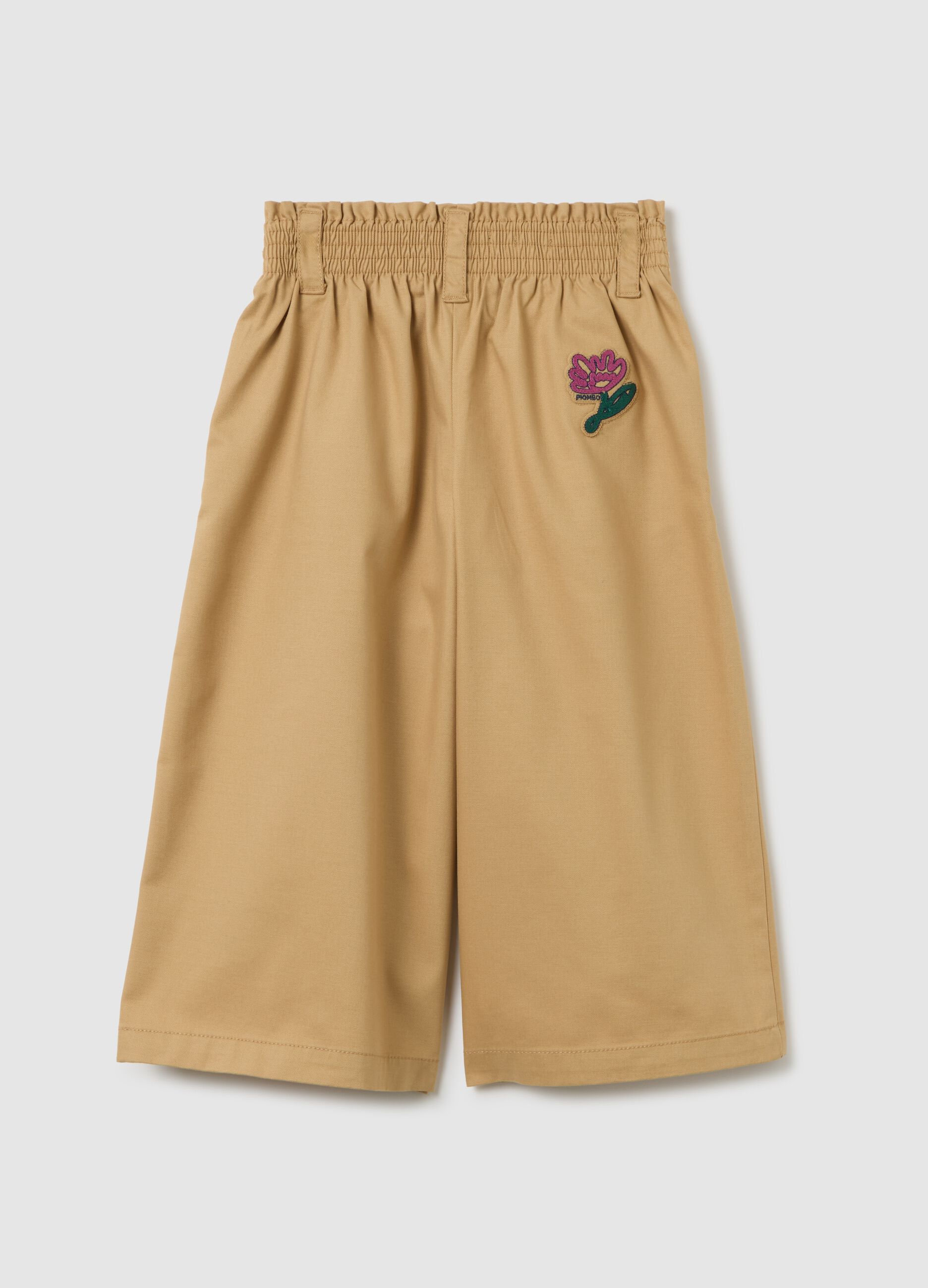 Girls' Beige Blend Wide-Leg Trousers