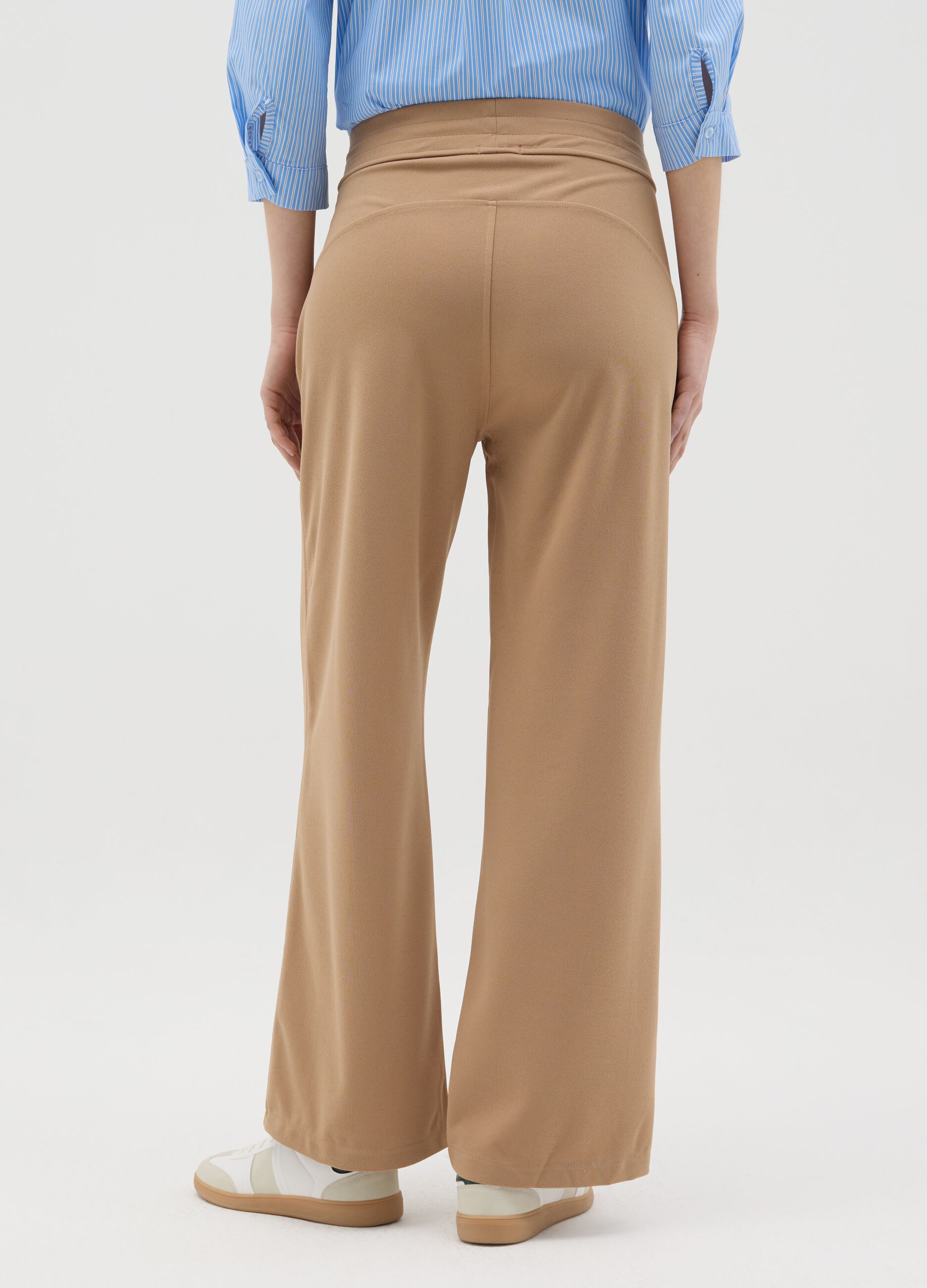 Beige palazzo trousers with pockets