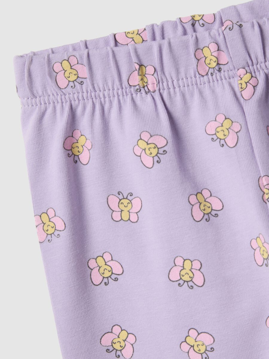 Lilac stretch cotton leggings for girls with butterflies_2