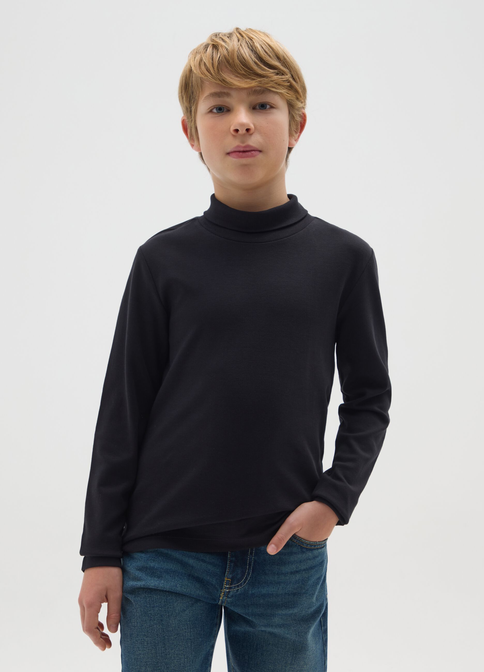 Boys' pure cotton black jumper regular fit