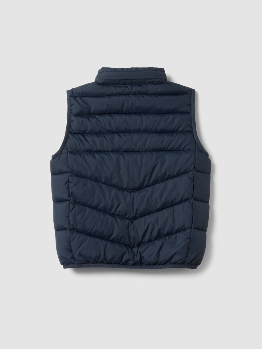 Blue padded gilet with zip and high neck for boys_1