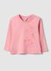 Pink long-sleeved pure cotton T-shirt with regular fit print_0